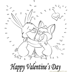 Bunny Hugs Valentine's Day Dot to Dot Worksheet