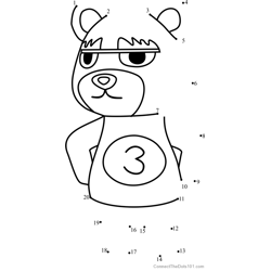 Grizzly Animal Crossing Dot to Dot Worksheet