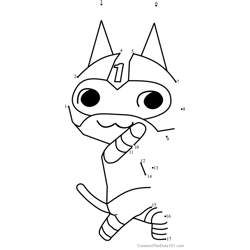Kid Cat Animal Crossing Dot to Dot Worksheet