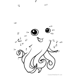 Octopus Animal Jam Dot to Dot Worksheet