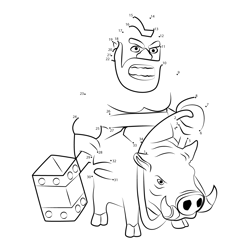 Hog Rider from Clash of the Clans Dot to Dot Worksheet