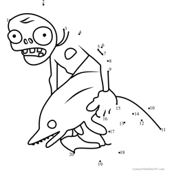 Dolphin Rider Zombie Dot to Dot Worksheet
