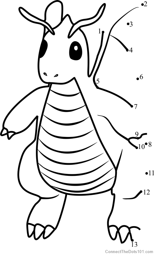 Dragonite Pokemon Go Dot To Dot Printable Worksheet Connect The Dots