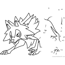 Lycanroc - Midday Form Pokemon Sun and Moon Dot to Dot Worksheet