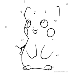 Pokemon Ninja Pikachu Dot to Dot Worksheet