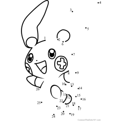 Pokemon Plusle Dot to Dot Worksheet