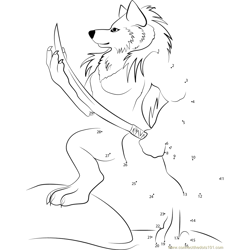 Werewolf with Sword Dot to Dot Worksheet