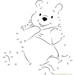 Beautiful Pooh Bear Dot to Dot Worksheet
