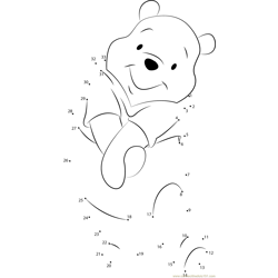 Pooh Bear Shy Dot to Dot Worksheet