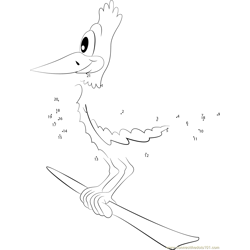 Cartoon Bird Woodpecker Dot to Dot Worksheet